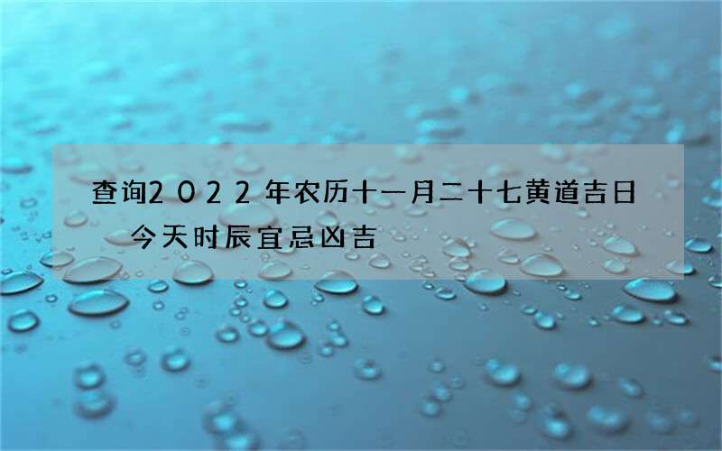 查询2022年农历十一月二十七黄道吉日 今天时辰宜忌凶吉